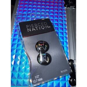 NWT Pierced Nation‎ CAT Iridescent Glitter Acrylic 12.7mm 1/2" Gauges Spencer's
